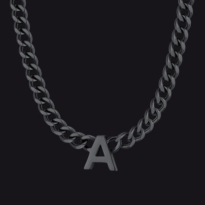 7mm Custom Initial Letter Cuban Link Chain Necklace for