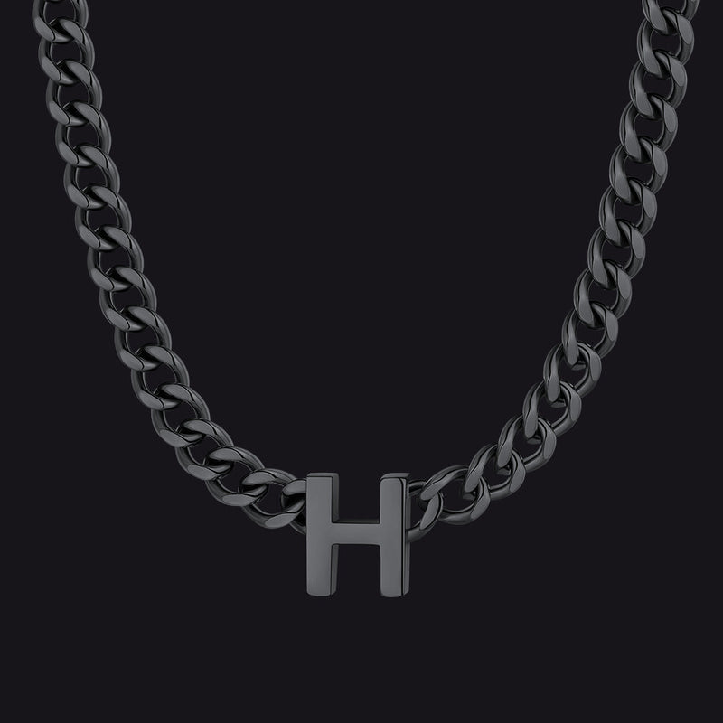7mm Custom Initial Letter Cuban Link Chain Necklace for