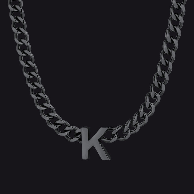 7mm Custom Initial Letter Cuban Link Chain Necklace for