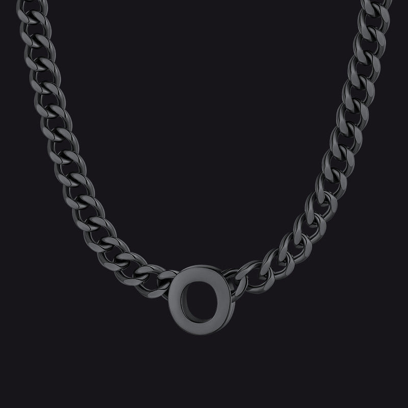 7mm Custom Initial Letter Cuban Link Chain Necklace for