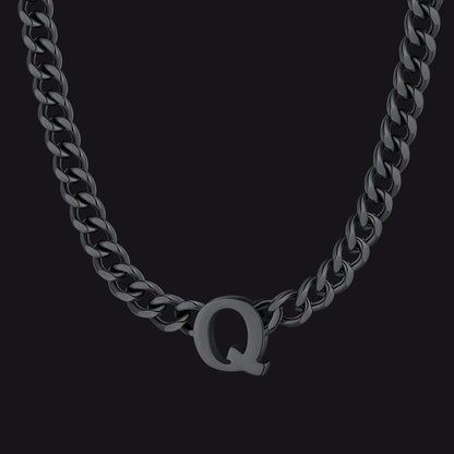 7mm Custom Initial Letter Cuban Link Chain Necklace for