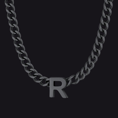 7mm Custom Initial Letter Cuban Link Chain Necklace for