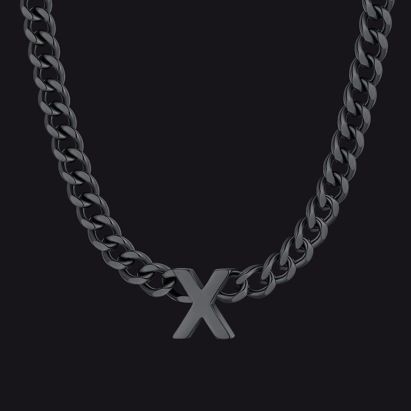 7mm Custom Initial Letter Cuban Link Chain Necklace for