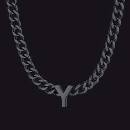 7mm Custom Initial Letter Cuban Link Chain Necklace for