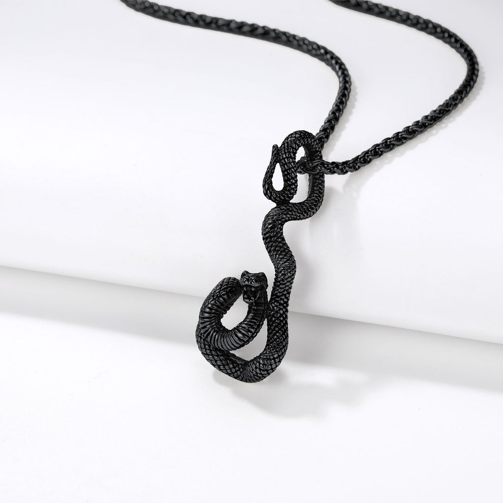 Flash Gothic Snake Pendant Necklace for