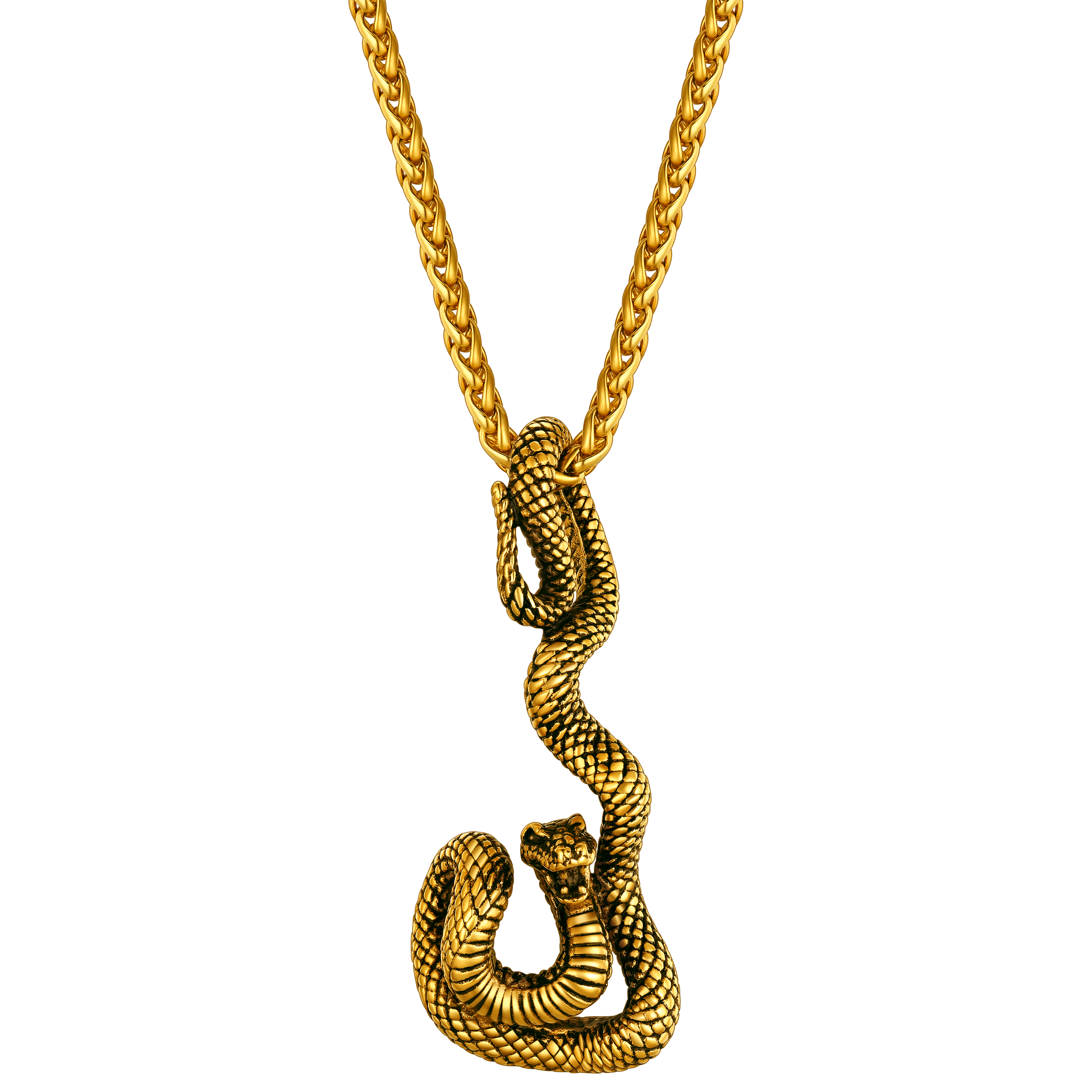Flash Gothic Snake Pendant Necklace for