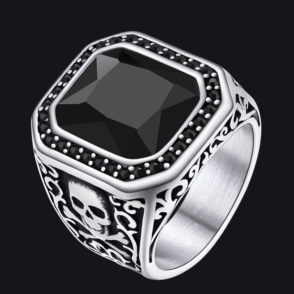 Black Onyx Stone Ring Signet Ring for Size 07-12