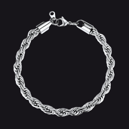 3mm/6mm Link Rope Chain Bracelet for