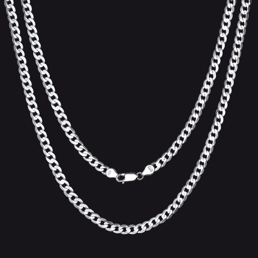 Sterling Silver Thick Curb Chain Link Necklace for