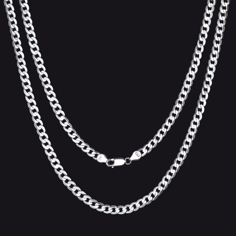 Sterling Silver Thick Curb Chain Link Necklace for