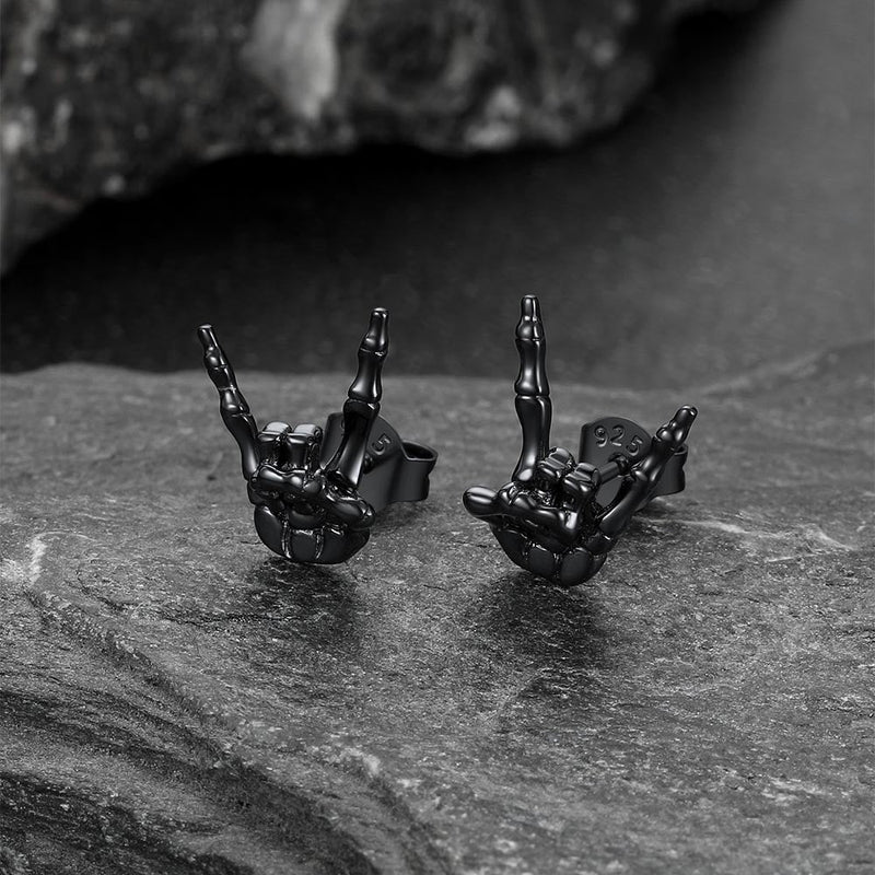 Skeleton Hand Stud Earrings for ��� 925 Sterling Silver Gothic Earrings
