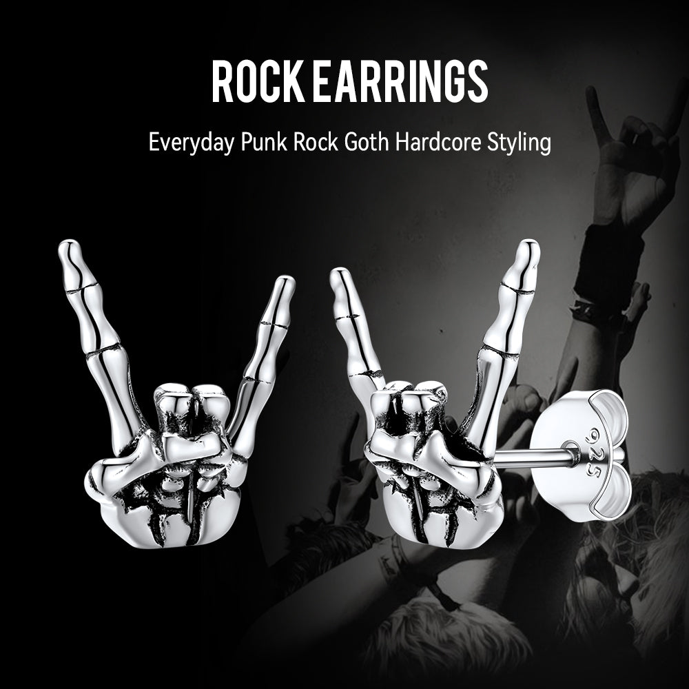 Skeleton Hand Stud Earrings for ��� 925 Sterling Silver Gothic Earrings
