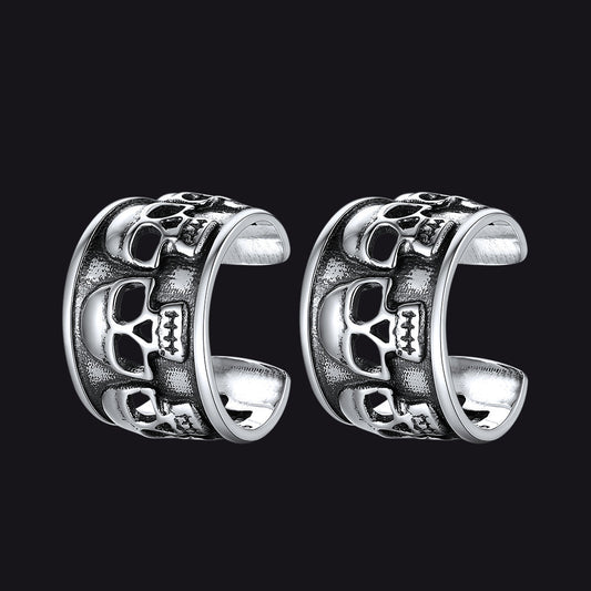 Sterling Silver Skull Ear Cuff Earrings Non-piercing for