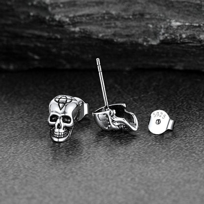 Celtic Triquetra Skull Stud Earrings for
