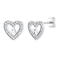 Silver Heart Initial Letter Stud Cubic Zirconia Earrings for Girl