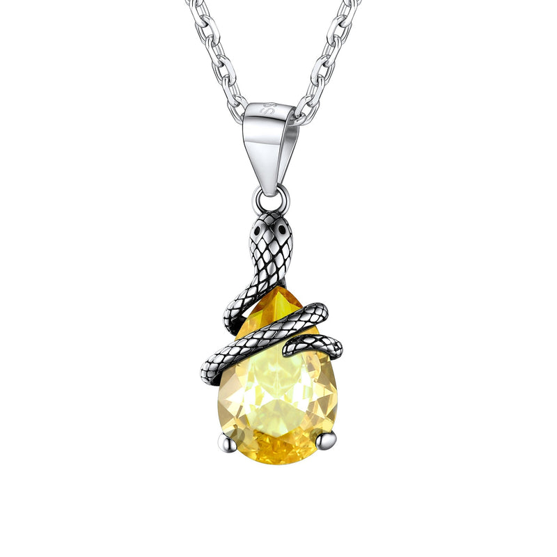 Crystal Snake Wrap Clear Quartz Birthstone Necklace