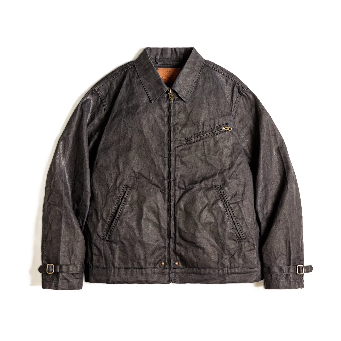 BARPINTON | Vintage-Herrenjacke aus gewachstem Segeltuch - IV-Design mit Reißverschluss und Reverskragen, kurzer Schnitt, schlanke Passform für Frühjahr & Herbst