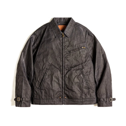 BARPINTON | Vintage-Herrenjacke aus gewachstem Segeltuch - IV-Design mit Reißverschluss und Reverskragen, kurzer Schnitt, schlanke Passform für Frühjahr & Herbst