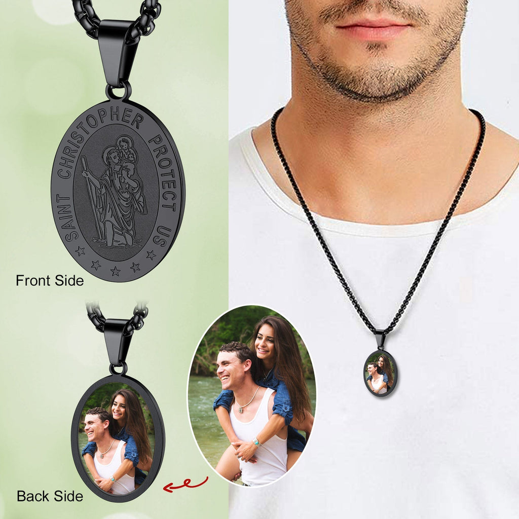 Personalized Saint Christopher Picture Necklace for