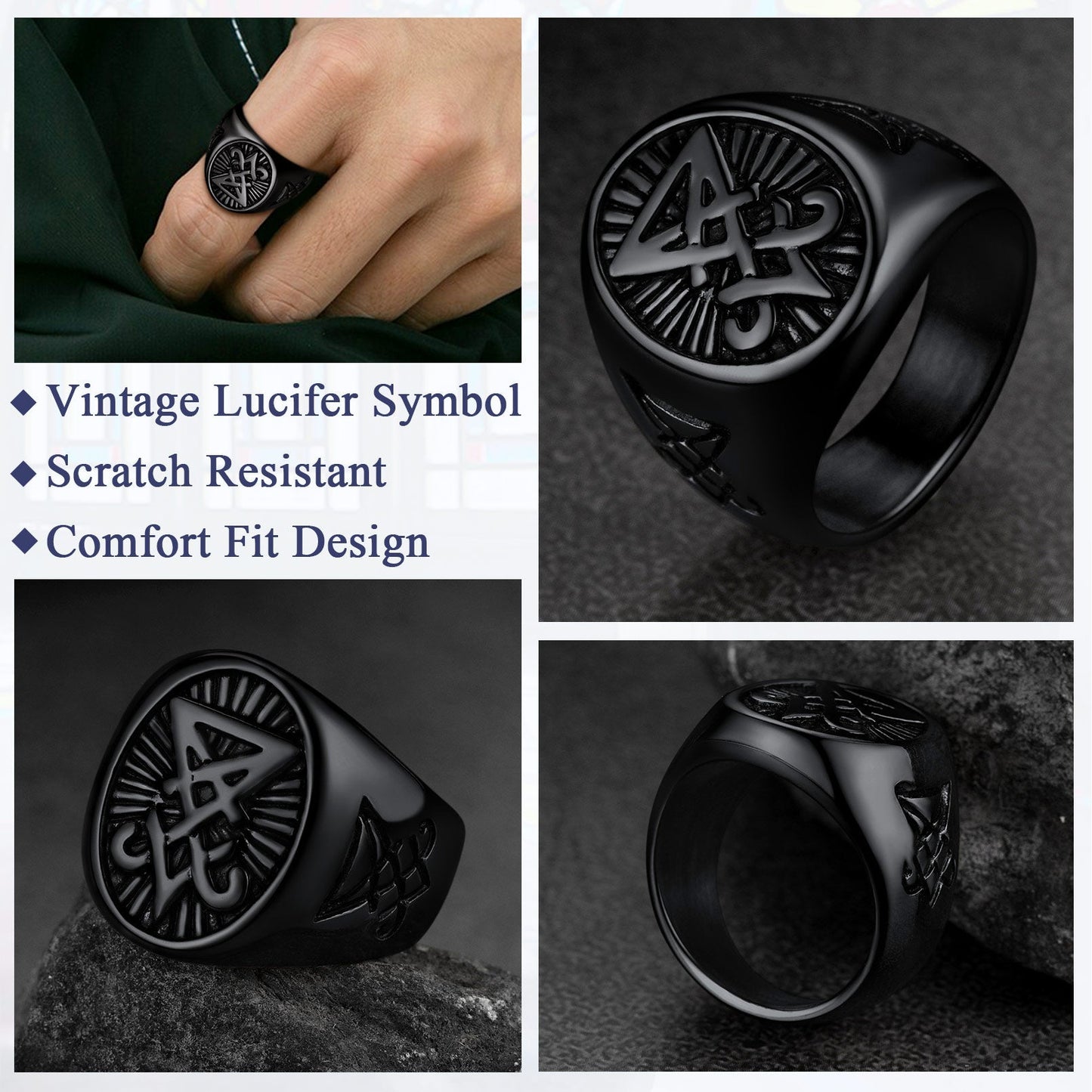 Satan Leviathan Cross Lucifer Signet Ring for