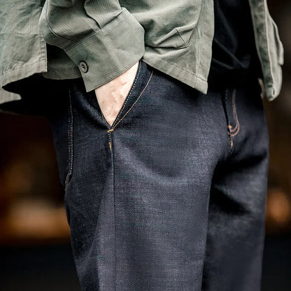 BARPINTON | Vintage Selvedge Raw Denim Jeans - 13,5 oz Herrenjeans aus schwerem Baumwoll-Denim, gerade Passform, mit Reißverschluss & Taschen