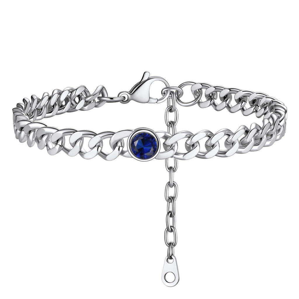 Personalized Birthstone Cuban Link Anklet for