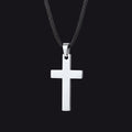Simple Cross Braided Leather Pendant Necklace for Christian
