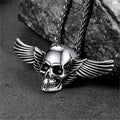 Gothic Skull Necklace With Wing for