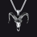 Satanic Goat Skull Head Necklace With Invert Pentagram