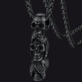 See No Evil, Hear No Evil, Speak No Evil Skull Necklace for