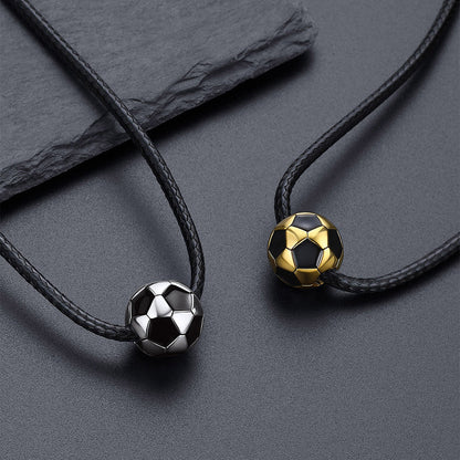 3d Soccer Sport Necklace With Braided Leather Necklace for Sports Fans