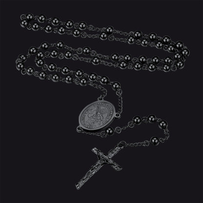 Catholic St. Michael Rosary Bead Necklace
