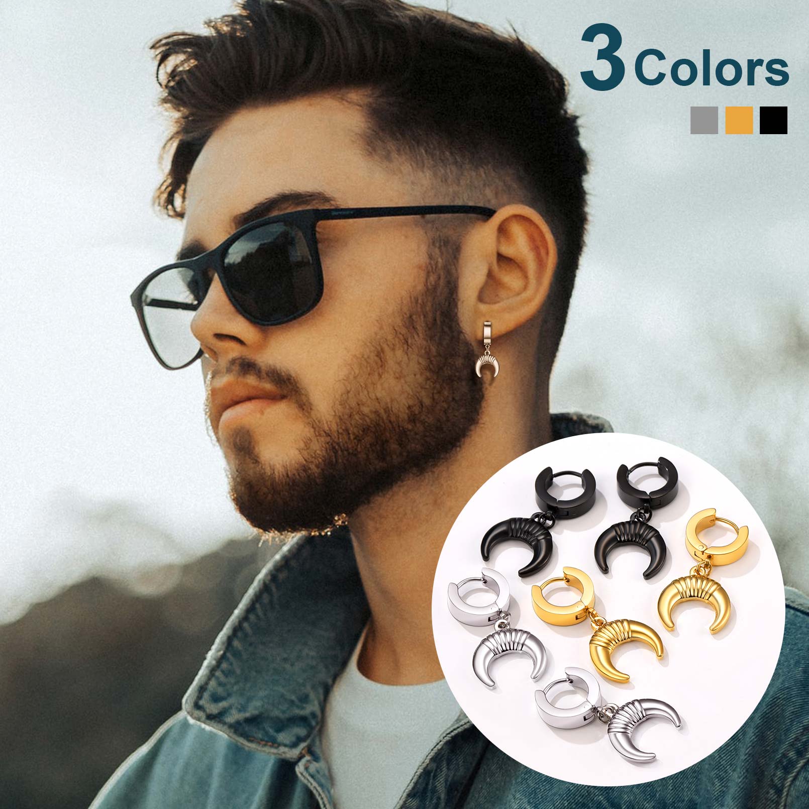 Flash Hoops Inverted Moon Earrings for