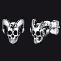 Satanic Baphomet Goat Skull Head Stud Earrings for