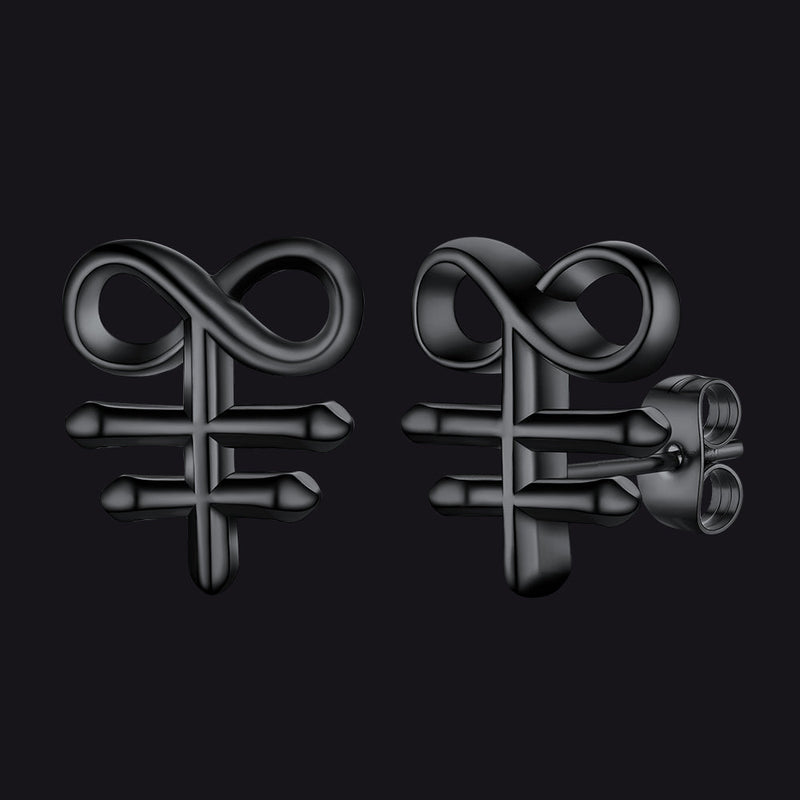 Satanic Leviathan Cross Stud Earrings for