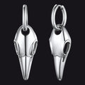 Gothic Raven Skull Dangle Hoop Earrings for