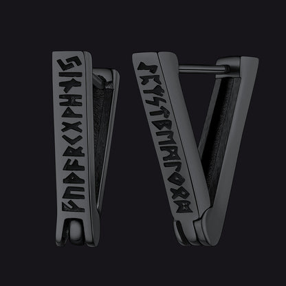 Norse Viking Runes Hoop Huggie Earrings for