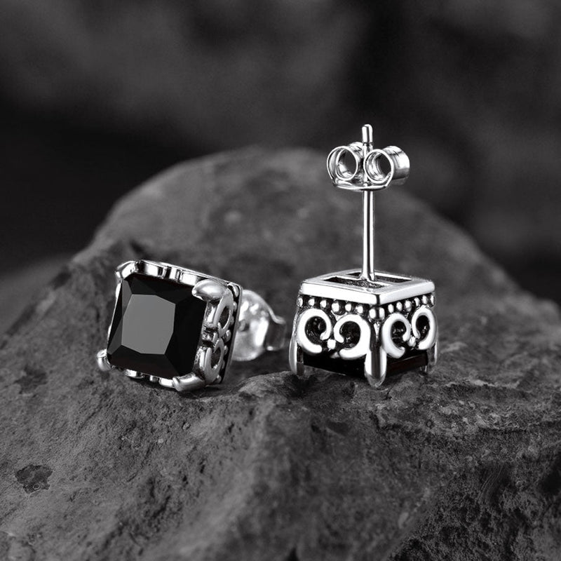 Celtic Diamond Stud Earrings in Sterling Silver for
