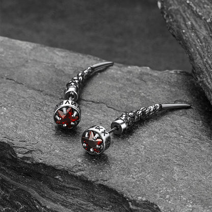 Viking Rune Fang Stud Earrings for ��� Nordic Star Cz Earrings