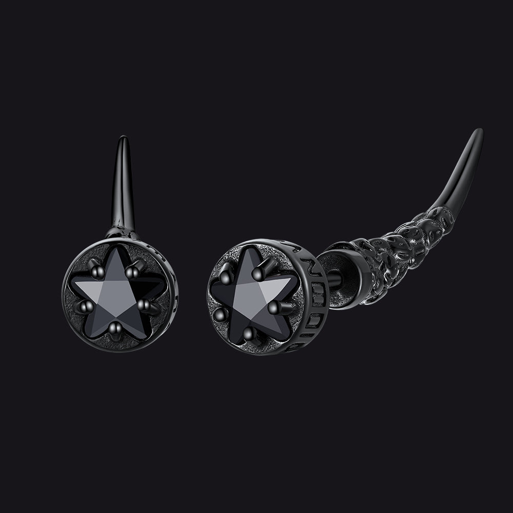 Viking Rune Fang Stud Earrings for ��� Nordic Star Cz Earrings