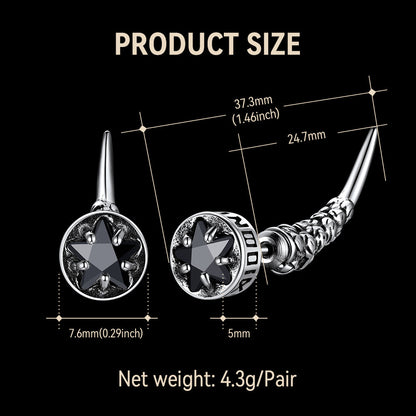 Viking Rune Fang Stud Earrings for ��� Nordic Star Cz Earrings