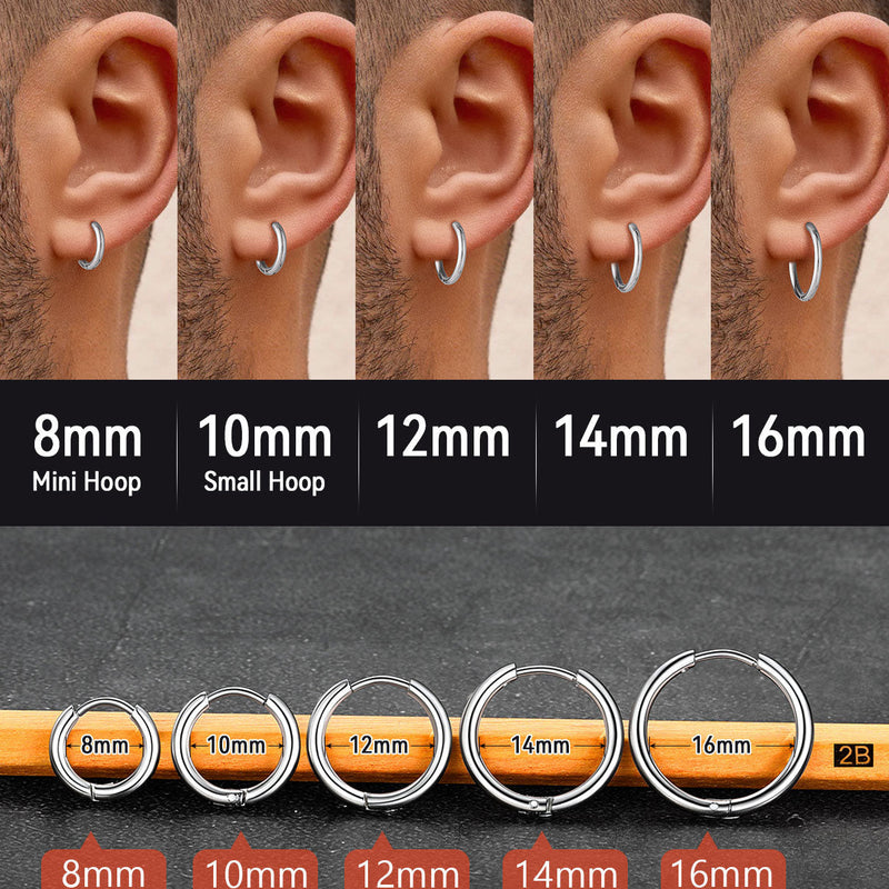 Stainless Steel Small Huggie Hoop Earrings for