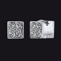 S925 Silver Tangcao Flower Square Earrings Antique for