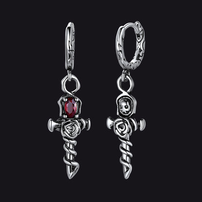Rose Cross Drop Earrings for