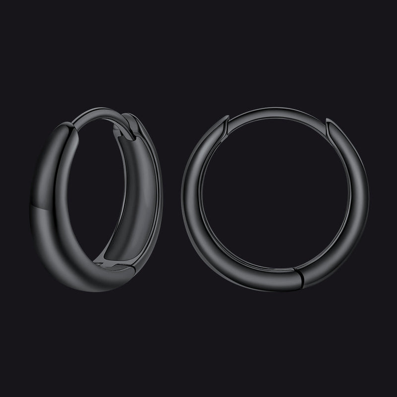 Simple Sterling Silver Thick Huggie Hoop Earrings for