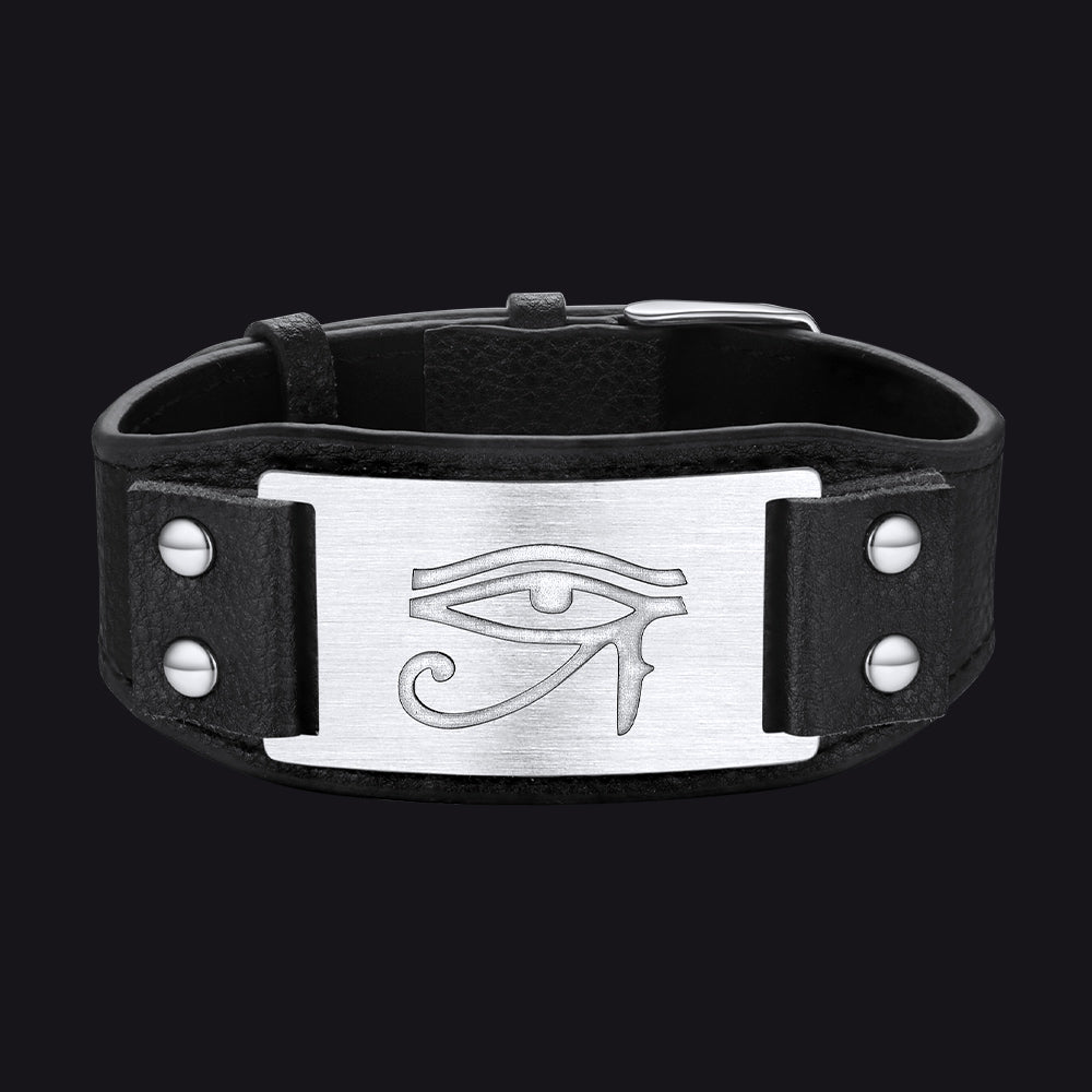 Egyptian Horus Eye Leather Bracelet Wristband for Son