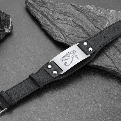 Egyptian Horus Eye Leather Bracelet Wristband for Son