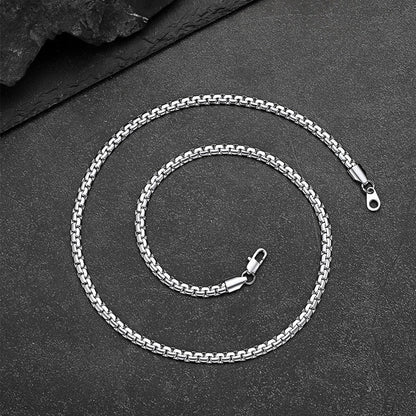 Flat Box Chain & St. Michael Layered Necklaces Set for