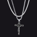 Flat Box Chain & Jesus Cross Layered Necklaces Set for