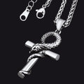 Snake Ankh Cross Necklace Egyptian Pendant for